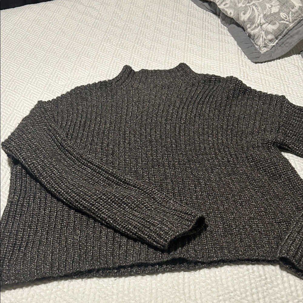 Halogen Charcoal Ribbed Turtleneck Sweater